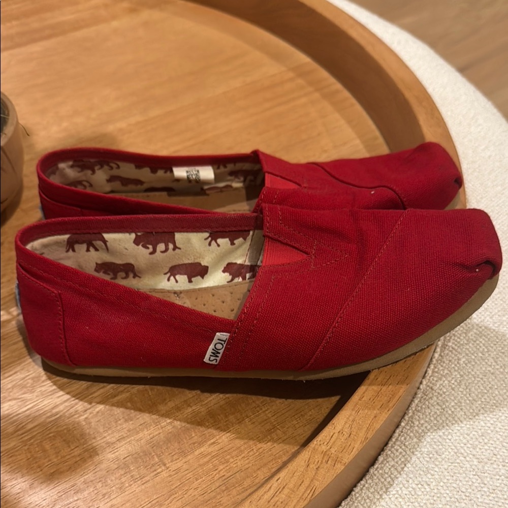 TOMS Red Canvas Slip-On Shoes